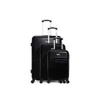 set de 3 valises american travel - set de 3 abs/pc detroit 4 roues 75 cm - noir