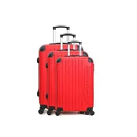 set de 3 valises american travel - set de 3 abs budapest 4 roues - rouge