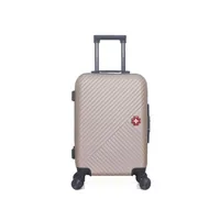 valise swiss kopper - valise cabine abs spiez 4 roues 55 cm - rose dore