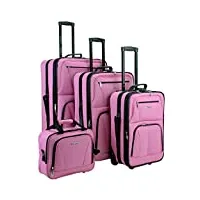 lot de 4 bagages à roulettes rockland, rose (rose) - f32-pink