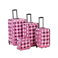 rockland, set de bagages mixte adulte, pink dot (rose) - f106-pinkdot