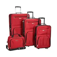 lot de 4 bagages à roulettes rockland, red (rouge) - f32-red