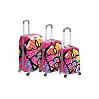 rockland vision hardside valise à roulettes, rose, multicolore., 3-piece set (20/24/28), vision hardside valise à roulettes