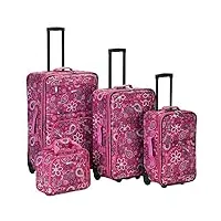 rockland impulse lot de 4 valises droites souples, bandana rose., taille unique, impulse lot de 4 valises droites souples