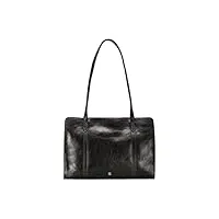 maxwell scott grand sac cabas porté épaule en cuir italien pour femme - rivara noir