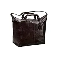 maxwell scott sac cabas de voyage zippé avec bandoulière en cuir italien - fabrizio marron foncé