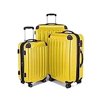 hauptstadtkoffer - alex - ensemble de 3 valises rigides jaune brillant, tsa, (s, m & l), 235 litres