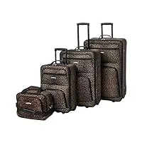 rockland lot de 4 valises - taille unique, léopard, taille unique, jungle softside ensemble de valises droites