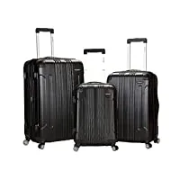 rockland valise rigide à roulettes pivotantes london, noir, 3-piece set (20/24/28), ensemble de bagages