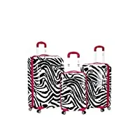 rockland, set de bagages mixte adulte, f195-pinkzebra