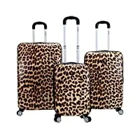 rockland safari valise rigide à roulettes pivotantes, léopard, taille unique, safari valise rigide à roulettes pivotantes