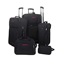 vidaxl set de valise noir 5 pcs rangement bagage sac de voyage valises trolley
