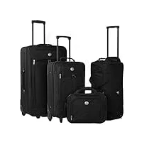 travelers club genova lot de 4 valises droites souples, noir, 4-piece set, genova lot de 4 valises droites softside