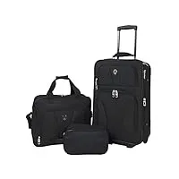 travelers club porter, noir, 3-piece set (dopp/tote/20), bowman lot de 3 valises extensibles