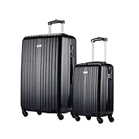 slazenger lot de valise de voyage 2 pièces - chariot de cabine et valise de soute (m + xl) - valise rigide avec roues pivotantes à 360° - serrure à combinaison - noir