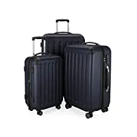 hauptstadtkoffer - spree - set de 3 valises, bagages rigides, abs, tsa, extensible, extra léger, 4 roues, 7 (s m & l), bleu foncé