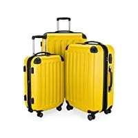hauptstadtkoffer - spree - set de 3 valises, bagages rigides, abs, tsa, extensible, extra léger, 4 roues, (s m & l), jaune