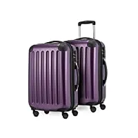 hauptstadtkoffer - alex – lot de 2 valises rigides brillantes (s et s), 84 litres, violet, bagage à main