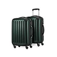 hauptstadtkoffer - alex lot de 2 bagages à main rigides brillants vert forêt 55 cm 42 l