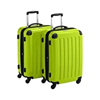 hauptstadtkoffer - alex lot de 2 valises rigides brillantes, 65 cm, 74 litres, vert pomme, vert pomme, 65 cm, set de valises