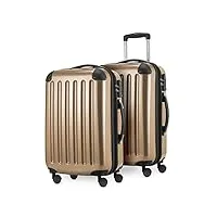 hauptstadtkoffer alex lot de 2 bagages à main hard-side brillants tsa, (s&s), 84 l, champagne chmapanger, 55 cm, valise