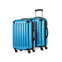hauptstadtkoffer alex lot de 2 bagages à main hard-side brillants tsa, (s&s), 84 l, bleu cyan/bleu cyan, 55 cm, valise