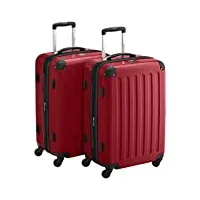 hauptstadtkoffer - alex lot de 2 valises rigides brillantes tsa rouge 65 cm 74 l, rouge, 65 cm, set de valises