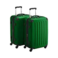 hauptstadtkoffer - alex - lot de 2 valises rigides brillantes tsa, 65 cm, 74 l, métal vert, vert, 65 cm, ensemble de valises
