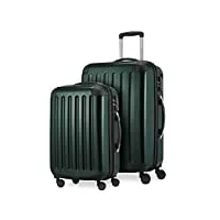 hauptstadtkoffer - alex - lot de 2 valises rigides brillantes - valise moyenne 65 cm + bagage à main 55 cm, 74 + 42 litres, tsa, vert forêt, 65 cm, ensemble de valises