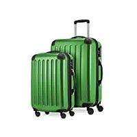hauptstadtkoffer - alex - lot de 2 valises rigides brillantes, valise moyenne 65 cm + bagage à main 55 cm, 74 + 42 litres, tsa, vert, 65 cm, set de valises