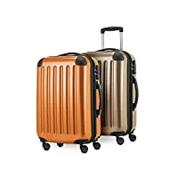 hauptstadtkoffer - alex lot de 2 valises rigides brillantes 55 cm 42 litres champagne orange