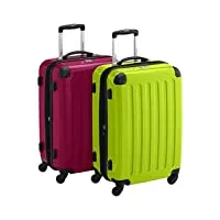 hauptstadtkoffer - alex - lot de 2 valises rigides brillantes - 65 cm - 74 l - magenta/vert pomme, magenta vert pomme, 65 cm, ensemble de valises
