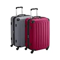 hauptstadtkoffer - alex - lot de 2 valises rigides brillantes tsa, 65 cm, 74 l, magenta-argent, magenta-argent, 65 cm, set de valises