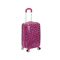 rockland safari valise rigide à roulettes pivotantes, léopard magenta, carry-on 20-inch, safari valise rigide à roulettes pivotantes