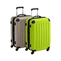 hauptstadtkoffer - alex lot de 2 valises rigides brillantes, 65 cm, 74 litres, vert champagne/pomme, champagne vert pomme, 65 cm, set de valises