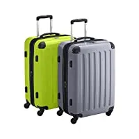 hauptstadtkoffer - alex - lot de 2 valises rigides brillantes tsa, 65 cm, 74 l, vert pomme/argenté, vert pomme/argenté, 65 cm, ensemble de valises