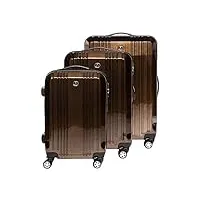 fergÉ set 3 valises rigides à 4 roulettes cannes ensemble de bagages trolley voyage marron