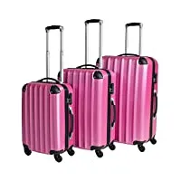 tectake® set de valise de voyage 3 tailles valise grande taille valise cabine petite valise sacs de voyage valise maternité abs avec roulettes pivotantes 360° cadenas poignée télescopique
