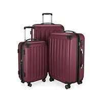 hauptstadtkoffer - spree - set de 3 valises, bagages rigides, abs, tsa, extensible, extra léger, 4 roues, (s m & l), bourgogne