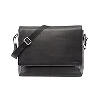 leabags sac bandoulière pour hommes et femmes | sac messager avec bandoulière | sac ordinateur portable en cuir véritable 15" | sac à main | sac de travail | sac de transport | nappa noir