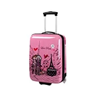 madisson - valise cabine enfant/fille rose love paris abs 50x33x20cm, rose, l32.0 x h48.0 x p20.0 cm