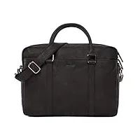 leabags sac à bandoulière pour hommes et femmes | sac ordinateur portable en cuir véritable 16 pouces | sac avec sangle d'épaule | sac messager | sac de travail | sac d'enseignant | nature noir