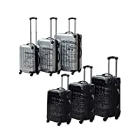 valise rigide trolley valises de voyage valises roll valises bagages bagages lot de 3 multicolore silber/schwarze buchstaben s + m + l