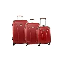 série de 3 valises rigides pierre cardin rouge bagages de cabine s220