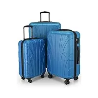 suitline - set de 3 valise bagages rigide, (s, m, l), cyan