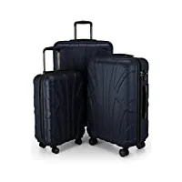 suitline - set de 3 valise bagages rigide, (s, m, l), bleu foncé