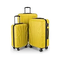 suitline - set de 3 valise bagages rigide, (s, m, l), jaune