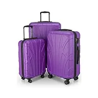 suitline - set de 3 valise bagages rigide, (s, m, l), violet