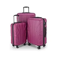 suitline - set de 3 valise bagages rigide, (s, m, l), pink