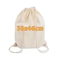 lot de 10 sac à dos de gym modernes avec cordon de serrage en toile de coton naturel - 36 x 46 cm